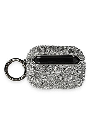 Airpods Pro (1.nesil) Mira Taşlı Kılıf - Gümüş-(5796)