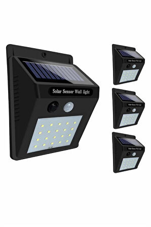 Solar Sensörlü Duvar Lambası Bahçe Lamba 20 Led Işık