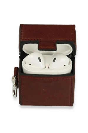 Airpods 2 (2.nesil) Deri Kılıf - Bordo-(5796)