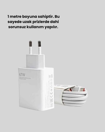 67 Watt Turbo Şarj Cihazı Redmi Note 10 11 12 Uyumlu