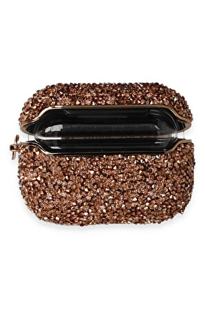 Airpods Pro (1.nesil) Mira Taşlı Kılıf - Rose Gold-(5796)