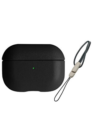 Airpods 3 (3.nesil) 405 Deri Kılıf - Siyah-(5796)