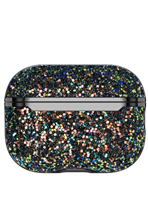 Airpods 3 (3.nesil) Bright Simli Airpods Kapak - Siyah-(5796)