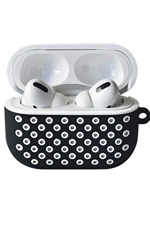 Airpods Pro 2 (2.nesil) Spor Delikli Kılıf - Siyah-Beyaz-(5796)
