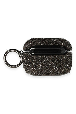 Airpods Pro 2 (2.nesil) Mira Taşlı Kılıf - Siyah-(5796)