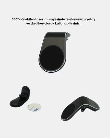 Araç İçi Manyetik Telefon Tutucu Güçlü Klipsli ve 360 Derece Ayarlanabilir