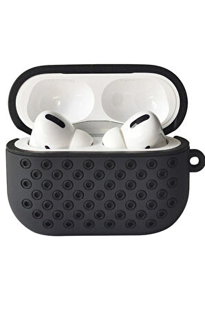 Airpods Pro 2 (2.nesil) Spor Delikli Kılıf - Siyah-Siyah-(5796)