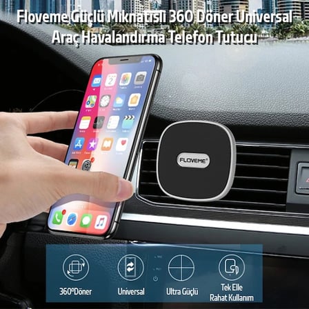 Floveme Güçlü Mıknatıslı 360 Döner Universal Araç Havalandırma Telefon Tutucu-(5775)