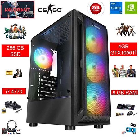 HİLALGAMİNG i7 4770 8GB Ram 256GB SSD 4GB GTX1050Ti Masaüstü Oyun Bilgisayarı