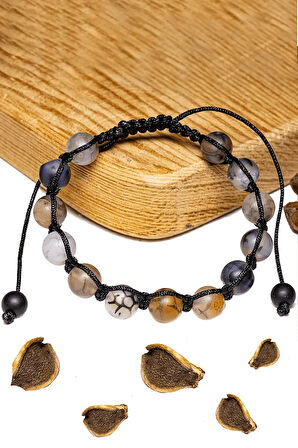 Sertifikalı Ham Işlenmemiş Damarlı Kahverengi Akik Taşı Bileklik