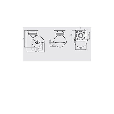 Mobilya Tekeri Döner Krom H60mm (4 Adet)