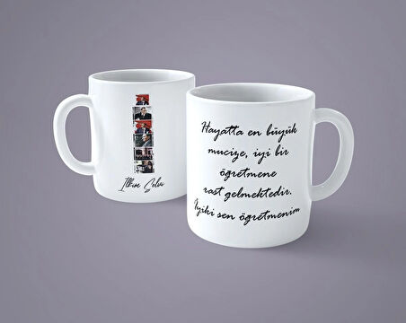 Öğretmenler gününe özel Atatürk resimli İ baş harfli İsimli Baskılı kupa bardak