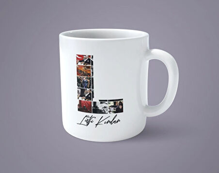 Öğretmenler gününe özel Atatürk resimli L baş harfli İsimli Baskılı kupa bardak