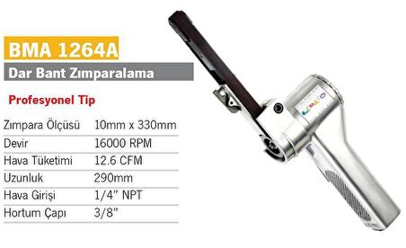 BEMATO BMA 1264A  Havalı Dar Bant Zımparalama 10 x 330 mm