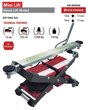 ASTRA MINI LIFT Havalı / Pnömatik Arabalı Kriko 2,5 Ton (2500 kg)