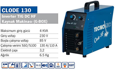 TECNOMEC CLODE 130 130 Amper İnverter Kaynak Makinası (G BOX)
