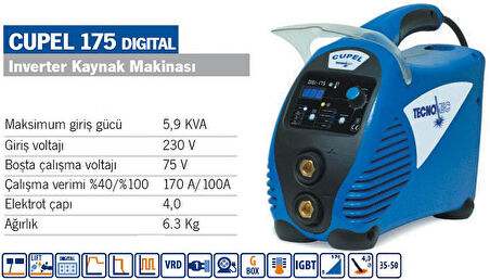 TECNOMEC CUPEL 175D 170 Amper İnverter Kaynak Makinası G BOX