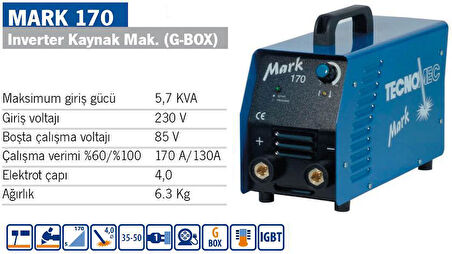 TECNOMEC MARK 170 170 Amper İnverter Kaynak Makinası (G BOX)