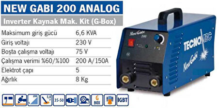 TECNOMEC NEW GABI 200A 200 Amper İnverter Kaynak Makinası G BOX