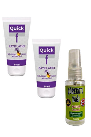 Quick Gel İnce Bir Karın ve Bel İçin Masaj Bakım Kremi 50 mlx 2 ad+Çörek Otu Yağı 30 ml