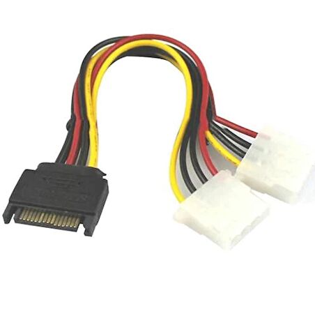 Dişi Sata Power to 2 Molex IDE Power Kablo 6 18AWG 15 Cm erkek sa