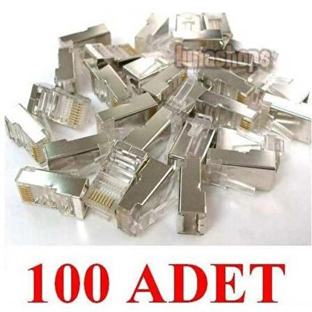 RJ 45 Metal Jak Jack Konnektör 8P8C 100 Adet RJ45