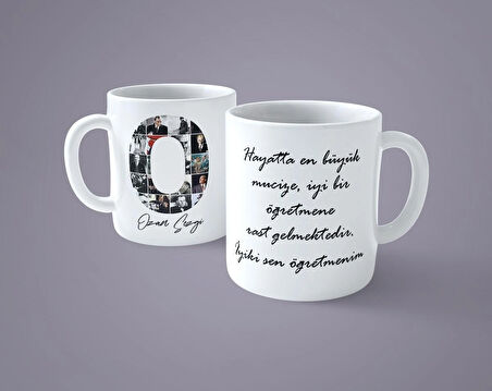 Öğretmenler gününe özel Atatürk resimli O baş harfli İsimli Baskılı kupa bardak
