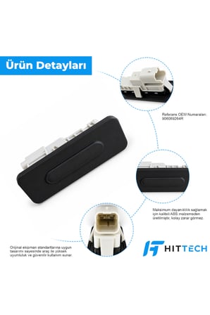 Renault Clio 5 ve Captur 2 Uyumlu Bagaj Açma Düğmesi Butonu Switch OEM 906069264R