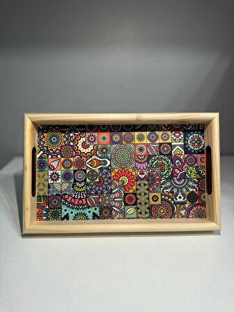 HBS ART DESİGN Ahşap Kayın 3'LÜ Tepsi Hediyelik 1.Sınıf SET