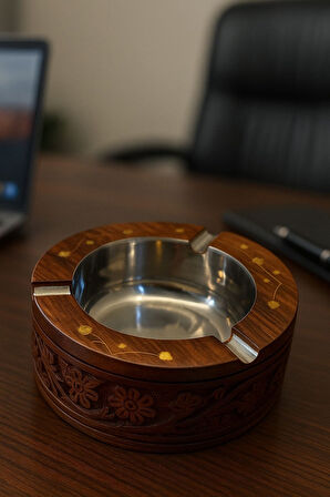 HBS Art Design AHŞAP DESENLİ İŞLEMELİ KÜLLÜK EL YAPIMI  KUCUK BOY