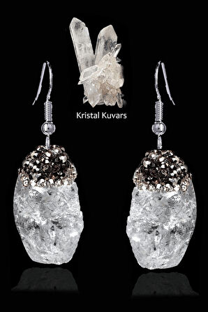 Sertifikalı Zirkon Taşlı Model Ham İşlenmemiş Kristal Kuvars Taşı Küpe