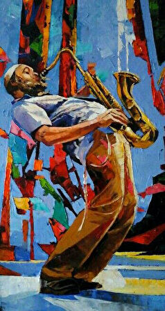 Saksafoncu Adam Çerçevesiz 40x50 Sayılarla Boyama Hobi Seti