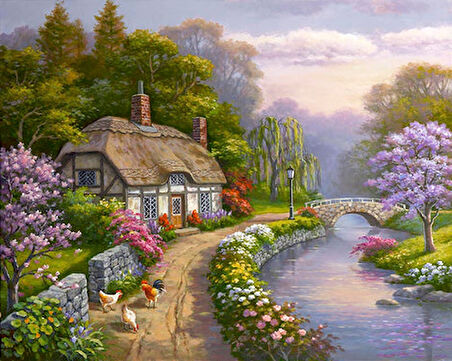 Köy Evi 2 Çerçevesiz 40x50 Sayılarla Boyama Hobi Seti