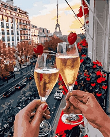 Paris'te Kutlama Çerçevesiz 40x50 Sayılarla Boyama Hobi Seti
