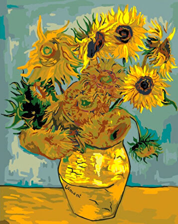 Van Gogh'un Ayçiçekleri Çerçevesiz 40x50 Sayılarla Boyama Hobi Seti