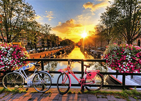Amsterdam'da Gün batımı Çerçevesiz 90x110 Sayılarla Boyama Hobi Seti