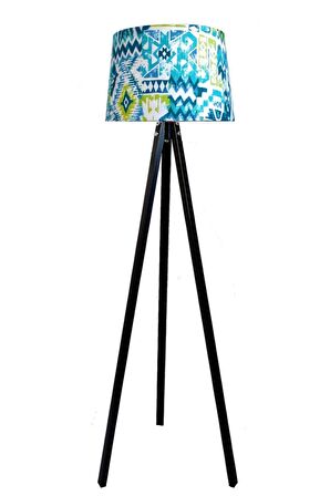 Masif 3 Ayaklı Lambader Tripod( Etnik Desen- Siyah Ayak)
