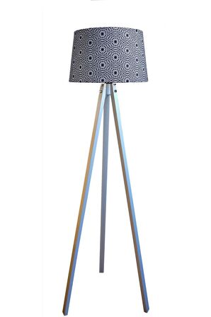 Masif 3 Ayaklı Lambader Tripod( Mandala Çiçek Desen -beyaz Ayak )