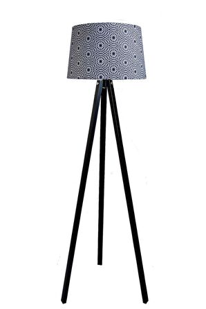 Masif 3 Ayaklı Lambader Tripod (mandala Çiçek Desen -siyah Ayak )