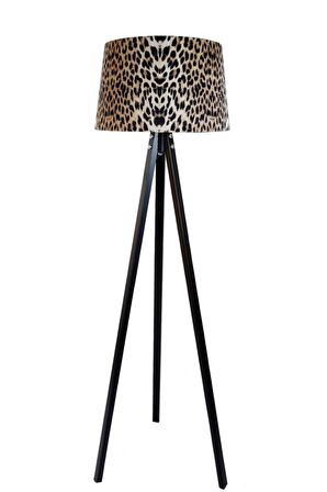 Leopar Desen ,masif 3 Ayaklı Lambader,tripod(Siyah Ayak)