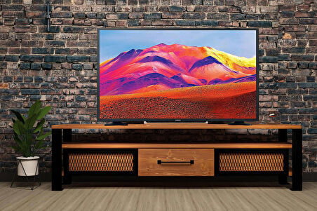 Deryawood Masif Ahşap Demir Çekmeceli Tv Ünitesi 45 x 200 cm