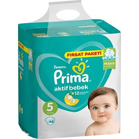 Prima Aktif Bebe 5 Numara Junior 2x46'lı Bel Bantlı Bez