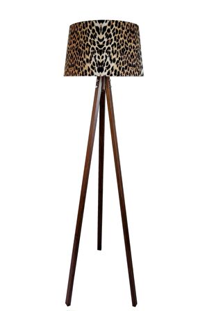 Beta Serisi,masif 3 Ayaklı Tripod Lambader( Leopar-koyu Ceviz)