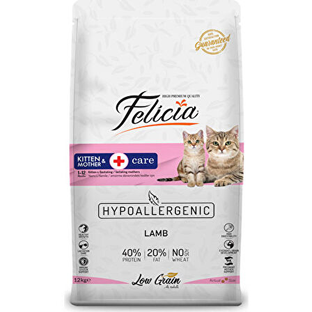 Felicia Az Tahıllı Yavru Kuzu Etli HypoAllergenic Kedi Maması 12 Kg