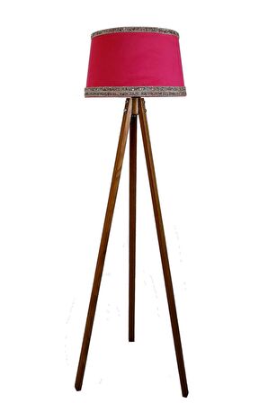 Hintişi Aks. Masif Tripod Lambader ( Bordo/açık Ceviz)