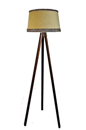 Hintişi Aks. Masif Tripod Lambader ( Hardal/açık Ceviz)