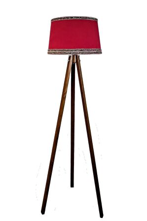 Hintişi Aks. Masif Tripod Lambader ( Kırmızı/açık Ceviz)