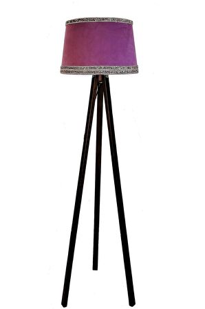Hintişi Aks. Masif Tripod Lambader ( Mor/koyu Ceviz)