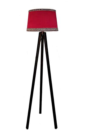 Hintişi Aks. Masif Tripod Lambader ( Kırmızı/koyu Ceviz)