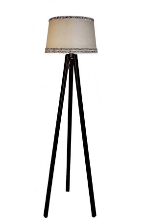 Hintişi Aks. Masif Tripod Lambader ( Kemik/koyu Ceviz)